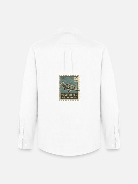 Aunt Ju52 Postal Flyer Stamp - Men's Oxford Shirt by Stanley/Stella - white