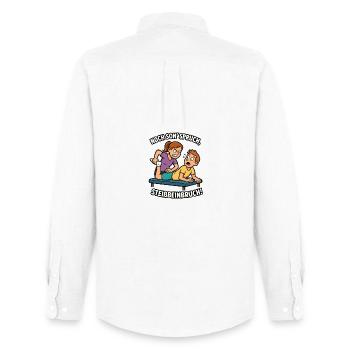 Humorous physio saying - Men's Oxford Shirt by Stanley/Stella - white - Back - AI Model Male 185 dark (185cm)