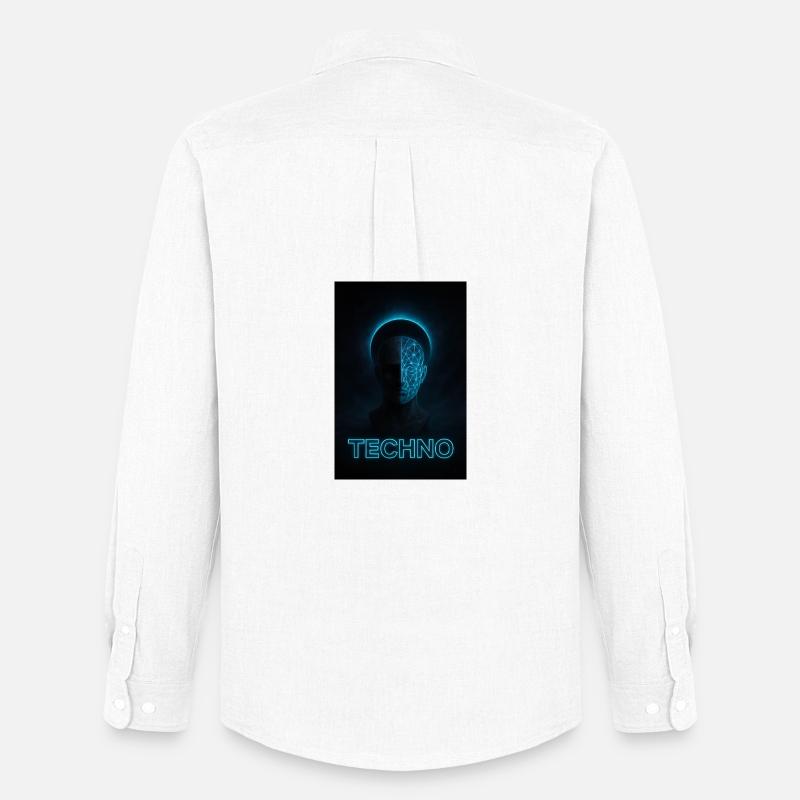 Futuristisches Techno-PortraitDesign - Männer Oxford Hemd von Stanley/Stella - Weiß
