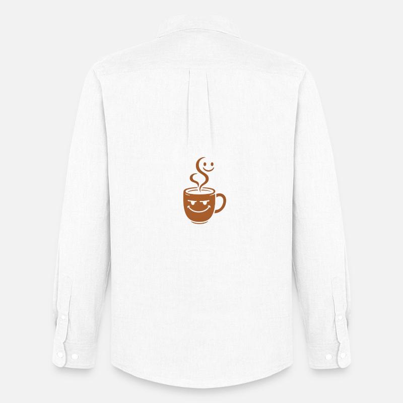 Fröhlicher Kaffeebecher mit Smileys - Männer Oxford Hemd von Stanley/Stella - Weiß