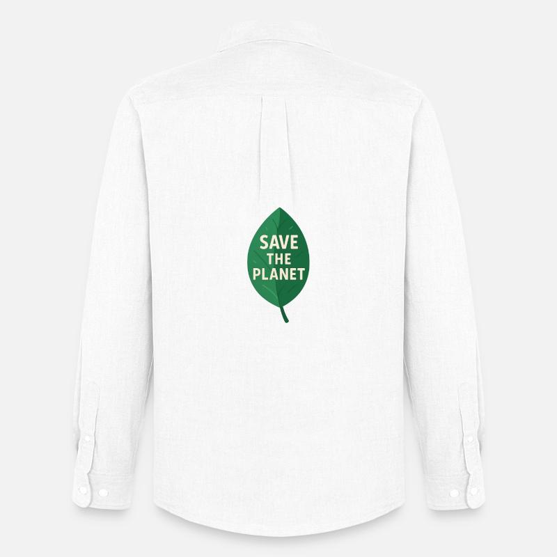 Öko-Leaf Save the Planet Design - Männer Oxford Hemd von Stanley/Stella - Weiß