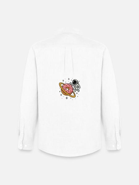 Space Astronaut with Donut Planet - Men's Oxford Shirt by Stanley/Stella - white