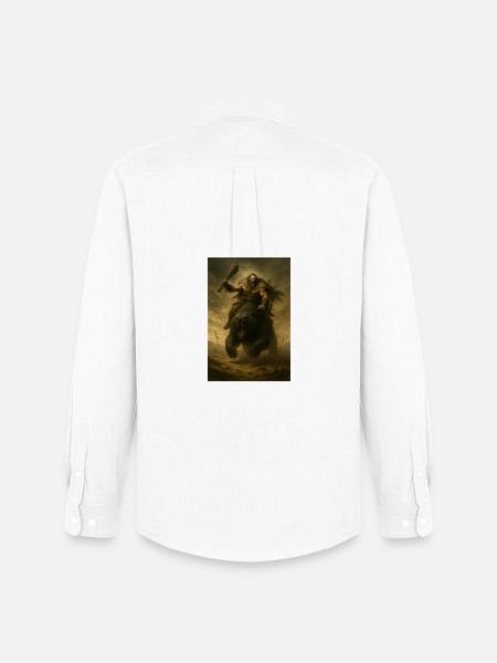 Barbarian Warrior on Brown Bear – Fant Illustration - Men's Oxford Shirt by Stanley/Stella - white
