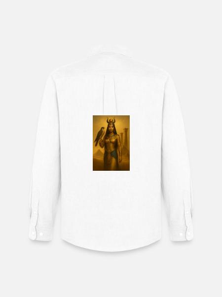Déesse Égyptienne – Faucon et Pyramides - Chemise Oxford homme Stanley/Stella - blanc