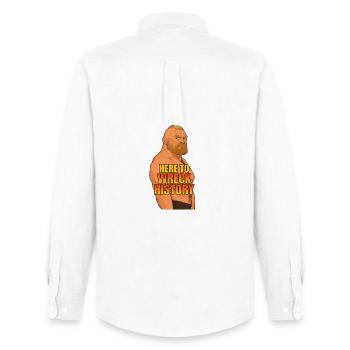 Here to Wreck History - Men's Oxford Shirt by Stanley/Stella - white - Back - AI Model Male 185 dark (185cm)