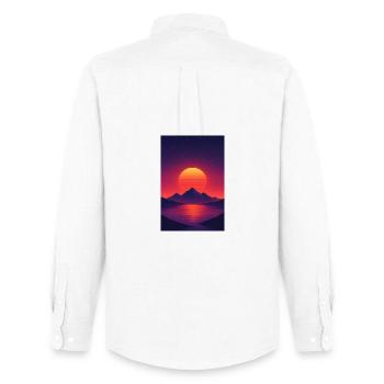 Sonnenuntergang über Alpensee - Männer Oxford Hemd von Stanley/Stella - Weiß - Hinten - AI Model Male 185 dark (185cm)
