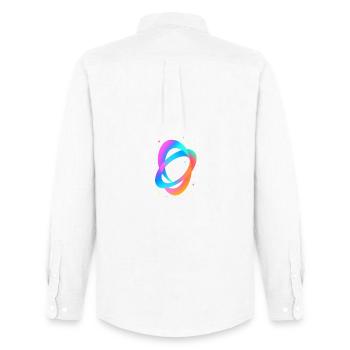 Future Fusion – Neon Flow Vibes - Men's Oxford Shirt by Stanley/Stella - white - Back - AI Model Male 185 dark (185cm)