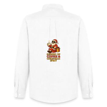 Santa Kaffee Weihnachtsgeist - Männer Oxford Hemd von Stanley/Stella - Weiß - Hinten - AI Model Male 185 dark (185cm)