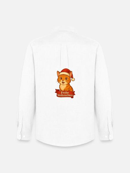 Katzenweihnachtskater mit Santa-Hut - Männer Oxford Hemd von Stanley/Stella - Weiß