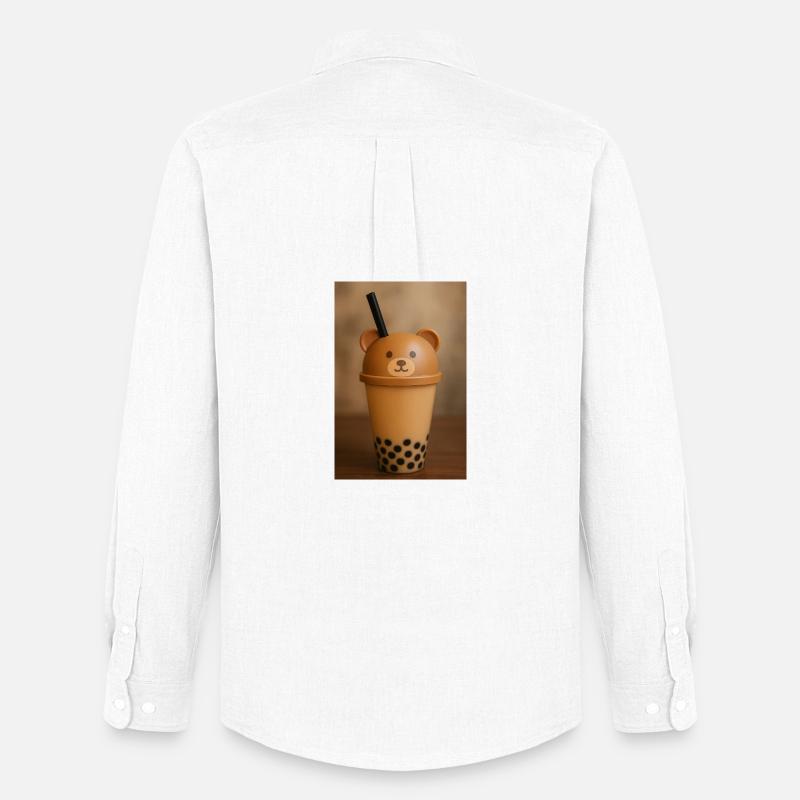 Bear Lid Bubble Tea Cup Design - Männer Oxford Hemd von Stanley/Stella - Weiß
