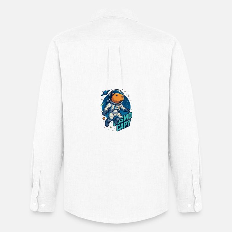 Cosmo Capy – Romkapybara-skjorte 🚀 - Stanley/Stella Oxfordskjorte herre - hvit