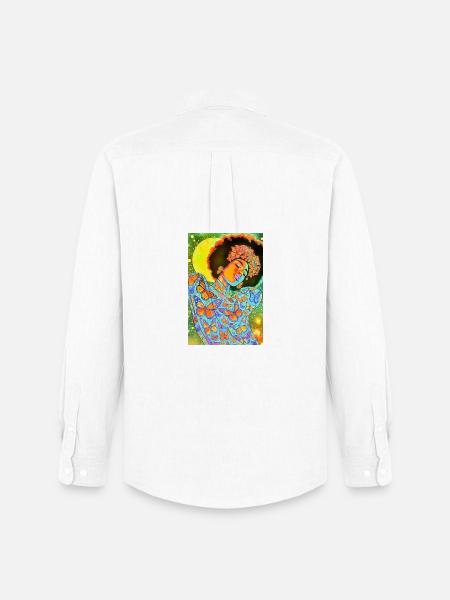 Butterfly Soul in Neon Bloom - Men's Oxford Shirt by Stanley/Stella - white