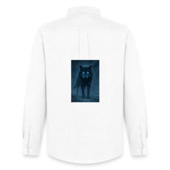 Blue-eyed wolf in a snowstorm - Men's Oxford Shirt by Stanley/Stella - white - Back - AI Model Male 185 dark (185cm)