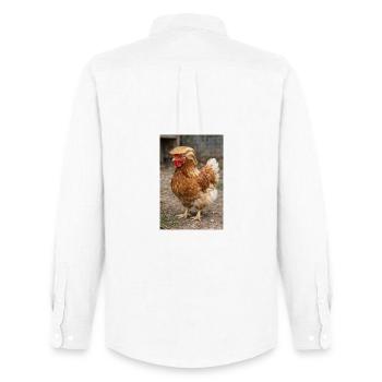 Huhn mit Haarpracht Retro - Männer Oxford Hemd von Stanley/Stella - Weiß - Hinten - AI Model Male 185 dark (185cm)