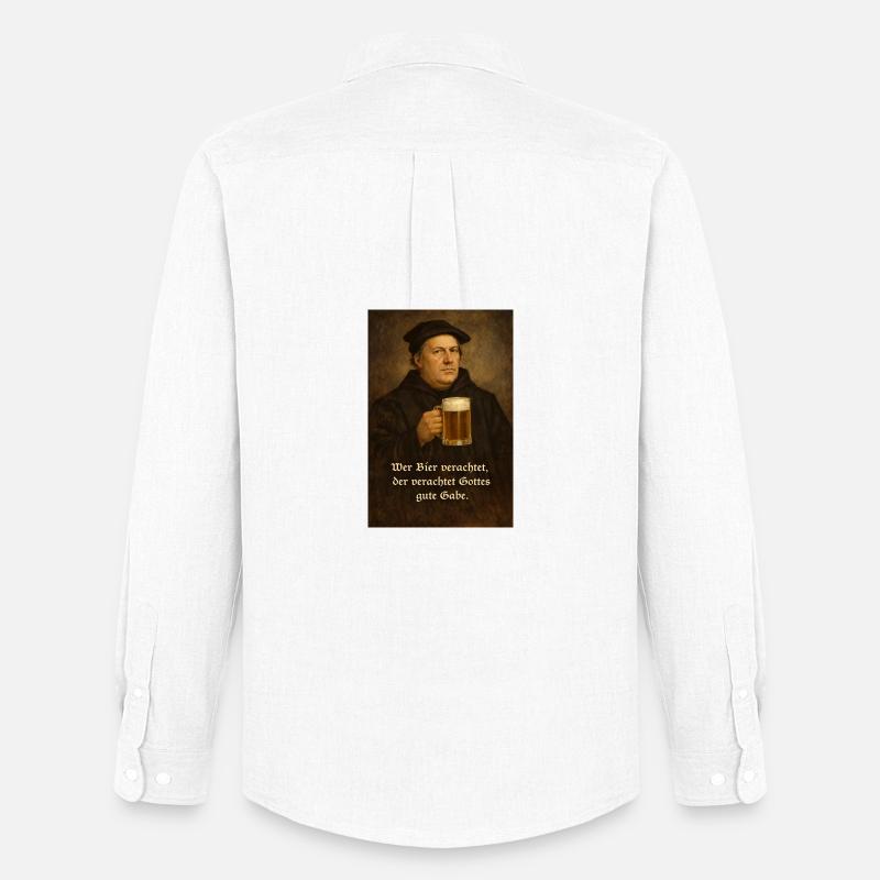Martin Luther + Bier + Spruch - Männer Oxford Hemd von Stanley/Stella - Weiß