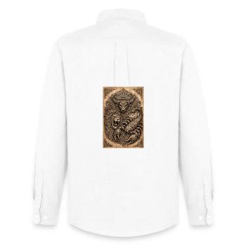 Animal Mandala: Lion Bison Snake - Men's Oxford Shirt by Stanley/Stella - white - Back - AI Model Male 185 dark (185cm)