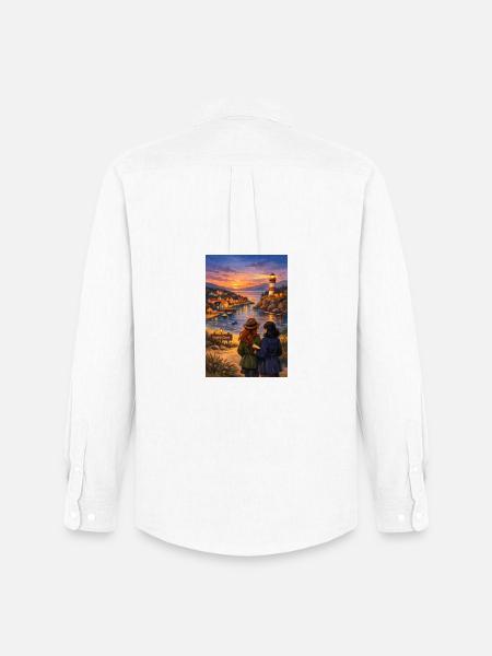 Breeze at Poppy Cove Lighthouse - Men's Oxford Shirt by Stanley/Stella - white
