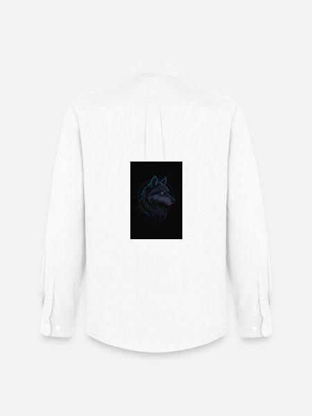 Schwarzer Wolf neonblau - Männer Oxford Hemd von Stanley/Stella - Weiß