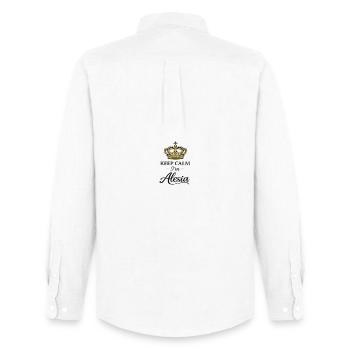 Keep_calm_im_Alesia - Männer Oxford Hemd von Stanley/Stella - Weiß - Hinten - AI Model Male 185 dark (185cm)