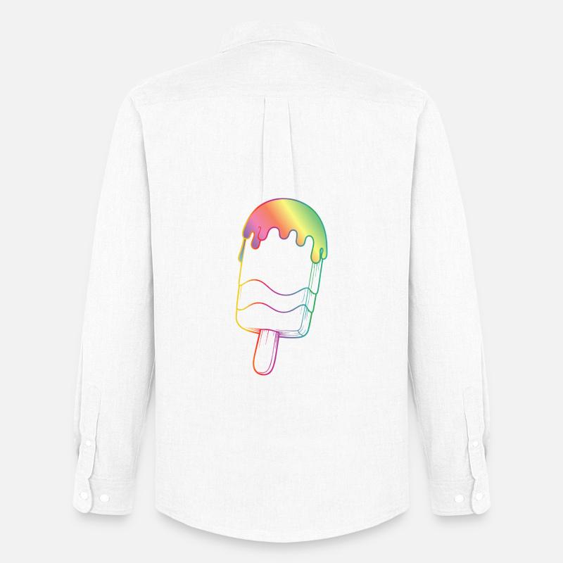 Regenbogen Eis Outline Neon Style  - Männer Oxford Hemd von Stanley/Stella - Weiß