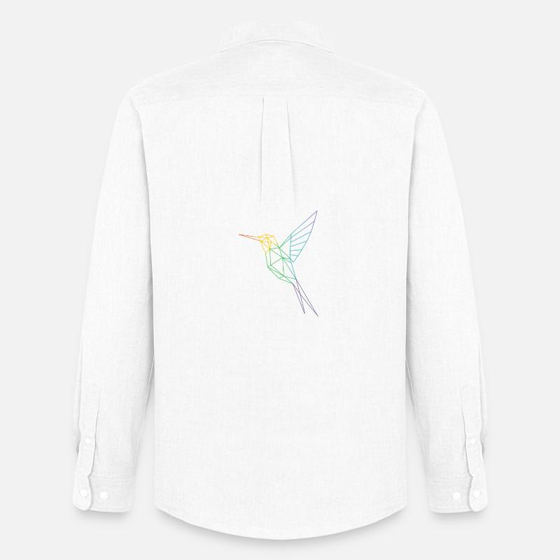 Geometrischer Regenbogenkolibri - Männer Oxford Hemd von Stanley/Stella - Weiß
