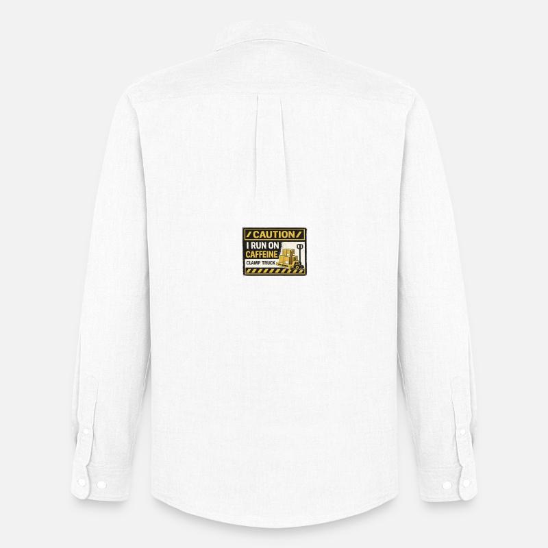 Caffeine Fueled Forklift Patch - Men's Oxford Shirt by Stanley/Stella - white