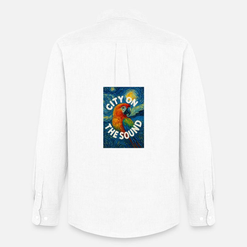 Vibrant_Macaw_Amidst_Swirling_Post-Impressionis - Männer Oxford Hemd von Stanley/Stella - Weiß