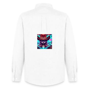 SpaceCat - Männer Oxford Hemd von Stanley/Stella - Weiß - Hinten - AI Model Male 185 dark (185cm)