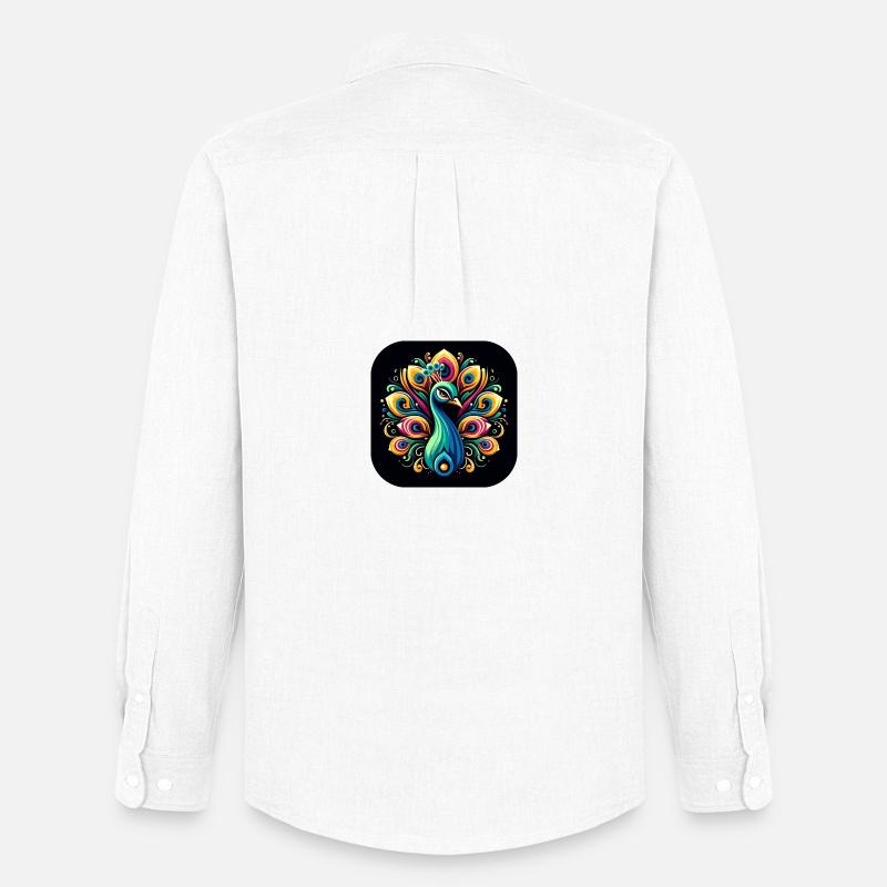 Pfau Bunt Vogel Tier - Männer Oxford Hemd von Stanley/Stella - Weiß