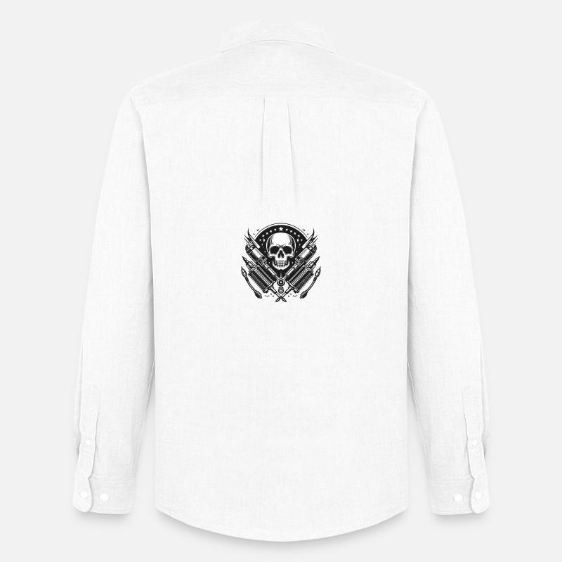 Biker Skull Design 1 - Männer Oxford Hemd von Stanley/Stella - Weiß