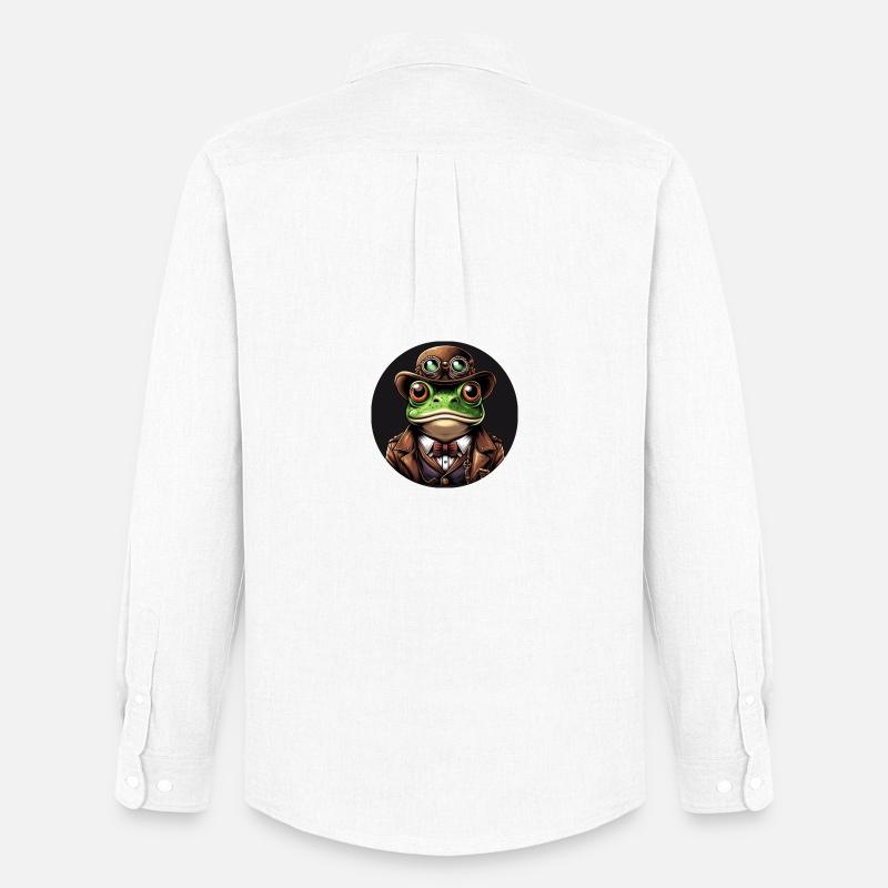 Frosch im Steampunk Outfit - Männer Oxford Hemd von Stanley/Stella - Weiß