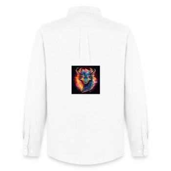 Neon Drachen Kopf Feuerfarben - Männer Oxford Hemd von Stanley/Stella - Weiß - Hinten - AI Model Male 185 dark (185cm)