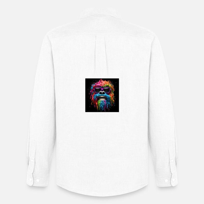 Psychedelischer Gorilla mit Sonnenbrille - Männer Oxford Hemd von Stanley/Stella - Weiß