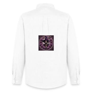 Hexe mit Rosen und Kerze - Männer Oxford Hemd von Stanley/Stella - Weiß - Hinten - AI Model Male 185 dark (185cm)