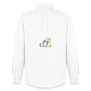 Schlafendes Einhorn und Lama - Männer Oxford Hemd von Stanley/Stella - Weiß - Hinten - AI Model Male 185 dark (185cm)