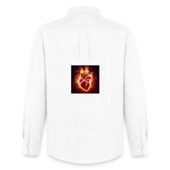 Burning Heart Design - Men's Oxford Shirt by Stanley/Stella - white - Back - AI Model Male 185 dark (185cm)