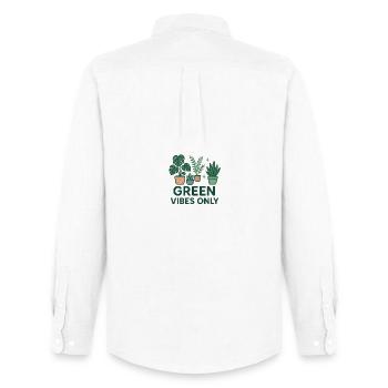 Green Vibes Only - Männer Oxford Hemd von Stanley/Stella - Weiß - Hinten - AI Model Male 185 dark (185cm)