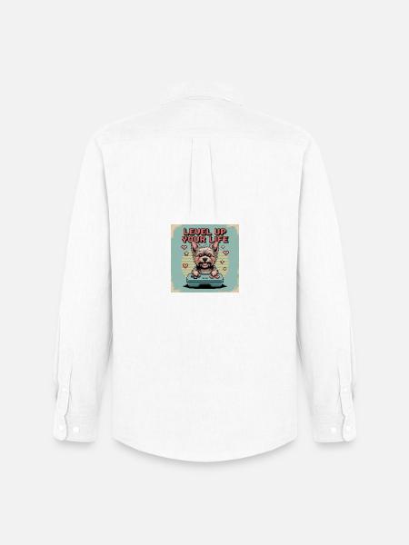 Pixel Dog and Level Up Theme - Men's Oxford Shirt by Stanley/Stella - white