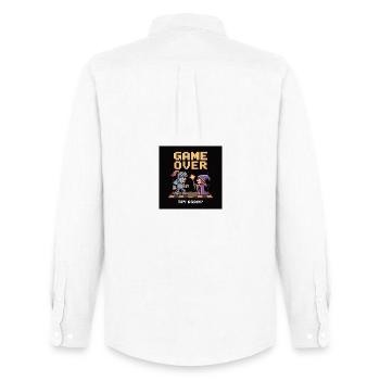 Game Over Pixel Duel Design - Männer Oxford Hemd von Stanley/Stella - Weiß - Hinten - AI Model Male 185 dark (185cm)