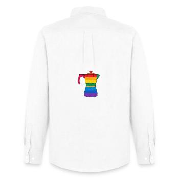 Vibrant rainbow coffee maker - Men's Oxford Shirt by Stanley/Stella - white - Back - AI Model Male 185 dark (185cm)