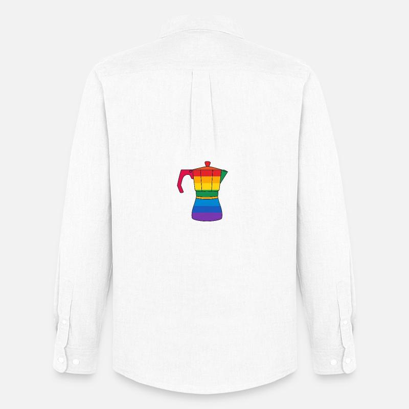 Lebendige Regenbogen-Kaffeemaschine - Männer Oxford Hemd von Stanley/Stella - Weiß