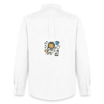 Blanchisserie Space Cat – Chemise d’astronaute kawaii - Chemise Oxford homme Stanley/Stella - blanc - Dos - AI Model Male 185 dark (185cm)