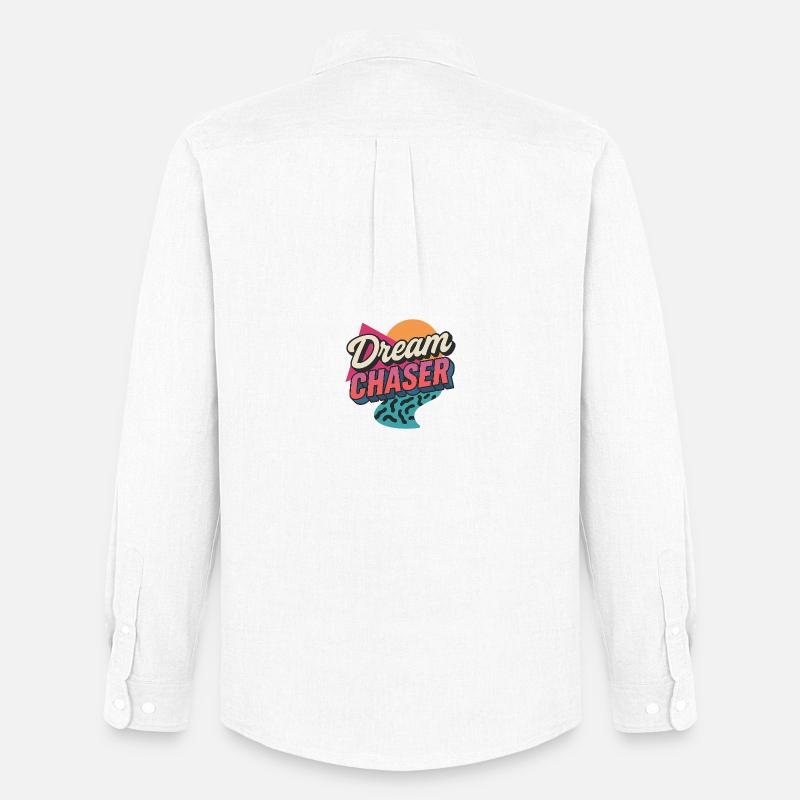 Retro 80er Inspired Dream Chaser Design - Männer Oxford Hemd von Stanley/Stella - Weiß