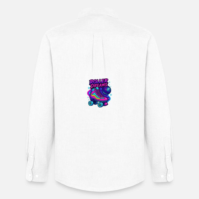 Neon Rollschuhe Disco Design - Männer Oxford Hemd von Stanley/Stella - Weiß