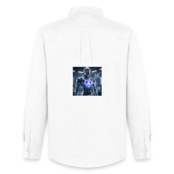 Robot futuriste avec effet de lumière - Chemise Oxford homme Stanley/Stella - blanc - Dos - AI Model Male 185 dark (185cm)