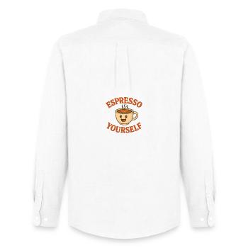 Espresso yourself - Männer Oxford Hemd von Stanley/Stella - Weiß - Hinten - AI Model Male 185 dark (185cm)