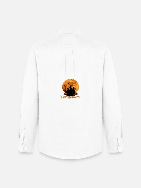 Witch Cult Halloween Motif Print - Men's Oxford Shirt by Stanley/Stella - white