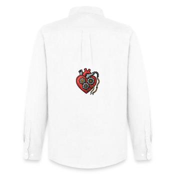 Conception du cœur mécanique - Chemise Oxford homme Stanley/Stella - blanc - Dos - AI Model Male 185 dark (185cm)