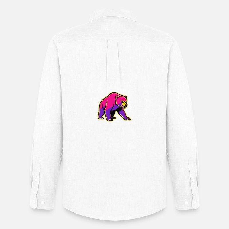 Neon Bär mit Kraft  - Männer Oxford Hemd von Stanley/Stella - Weiß