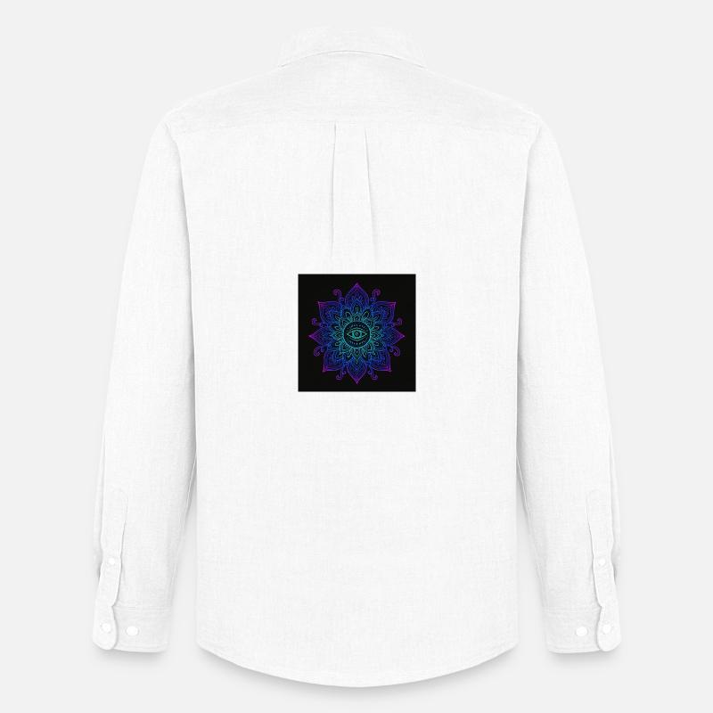 Auge im Neon Mandala - Männer Oxford Hemd von Stanley/Stella - Weiß